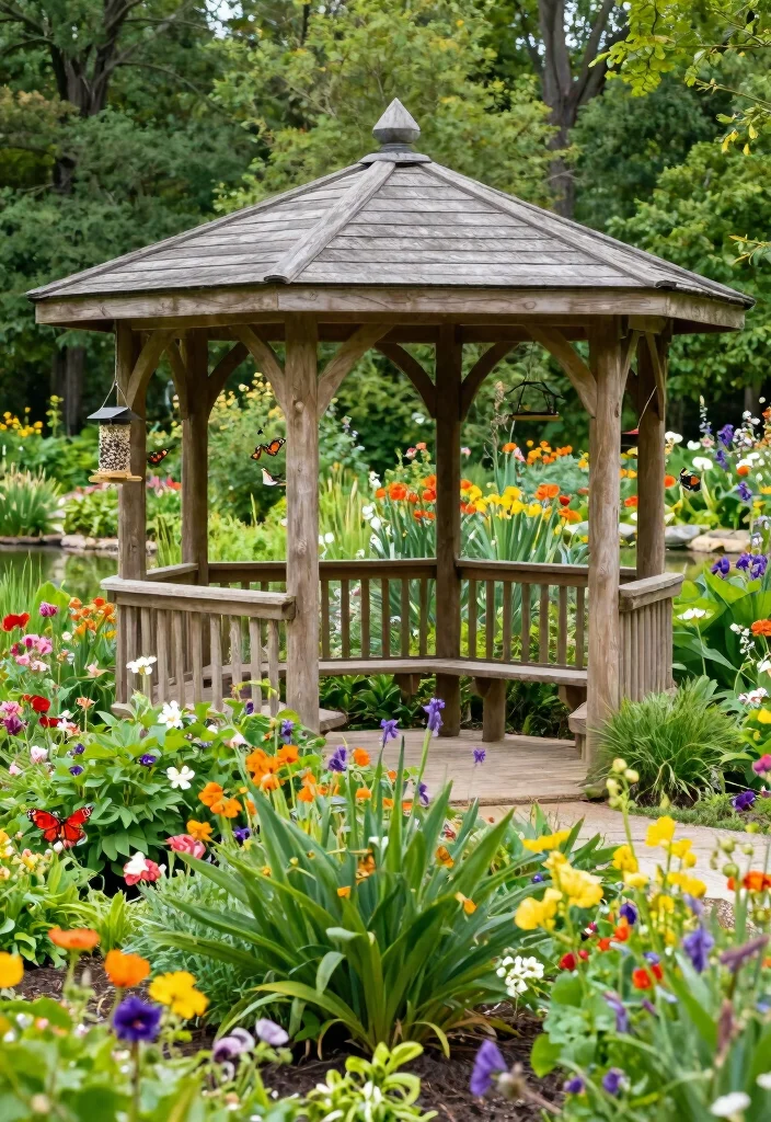 14 Backyard Gazebo Ideas for a Dreamy Relaxing Retreat - 11. Wildlife-Friendly Gazebo 1
