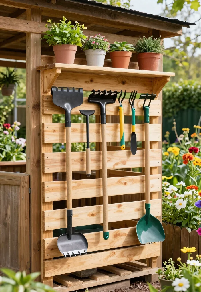 14 Backyard Pallet Ideas That Are Budget-Friendly & Surprisingly Chic - 4. Garden Tool Organizer 1