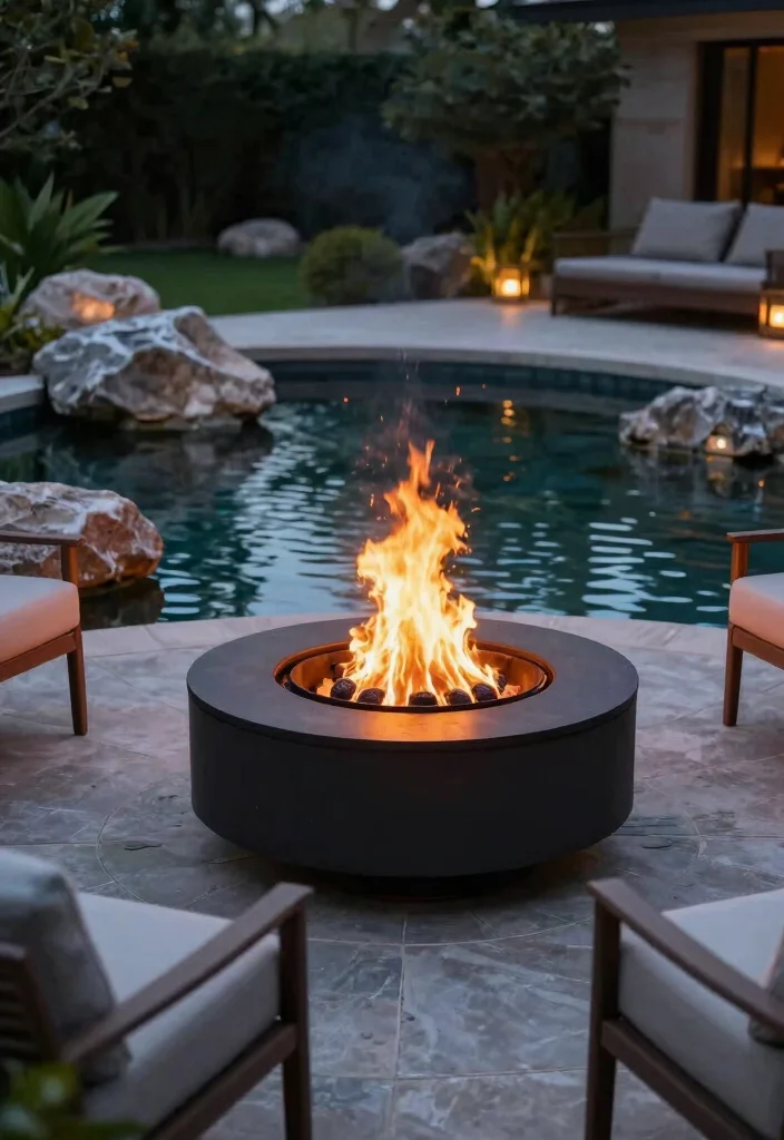 14 Bon Fire Pit Ideas for Cozy Backyard Nights - 13. Fire Pit with a Water Feature 1