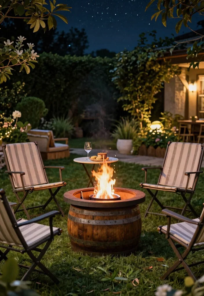 14 Bon Fire Pit Ideas for Cozy Backyard Nights - 6. Upcycled Wine Barrel Fire Pit 1