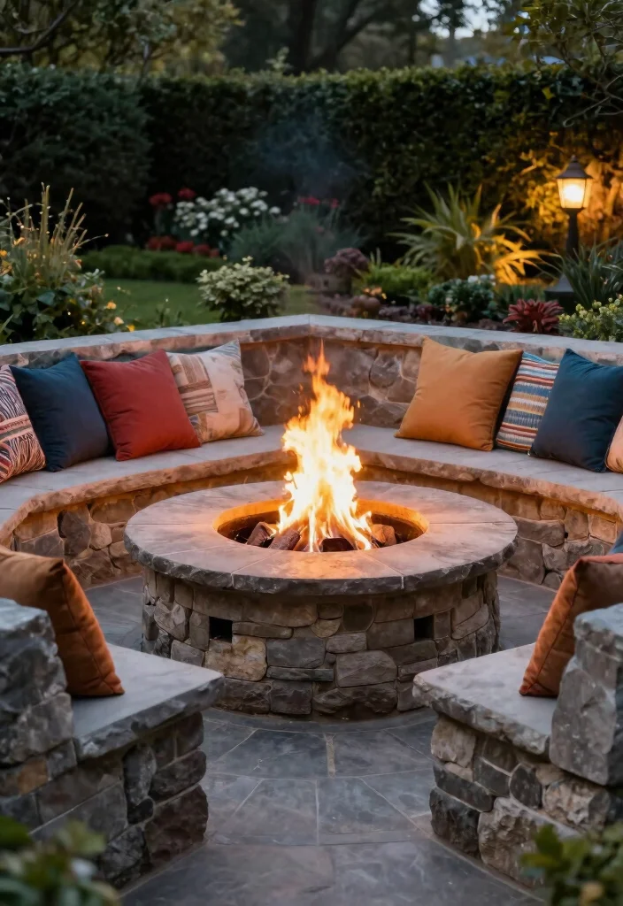 14 Bon Fire Pit Ideas for Cozy Backyard Nights - 9. Fire Pit with Built-In Seating 1