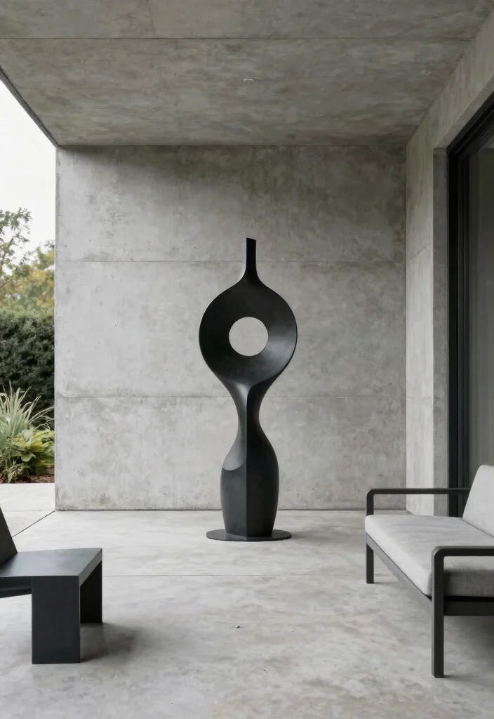 14 Concrete Porch Ideas That Feel Clean & Contemporary - 10. Modern Art Installations 1