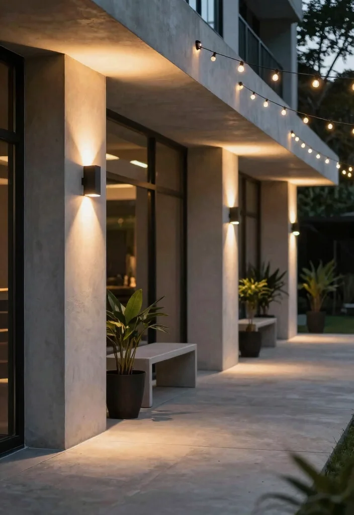 14 Concrete Porch Ideas That Feel Clean & Contemporary - 6. Sleek Outdoor Lighting Solutions 1