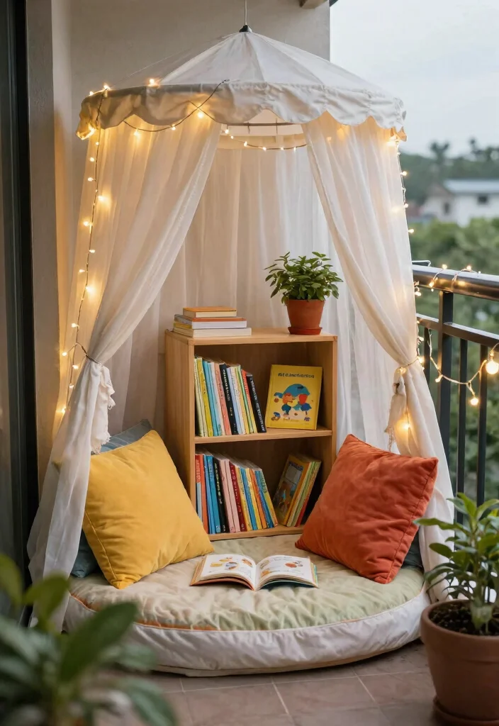 14 Kids Balcony Ideas for a Safe & Playful Mini Paradise - 2. Cozy Reading Nook 1