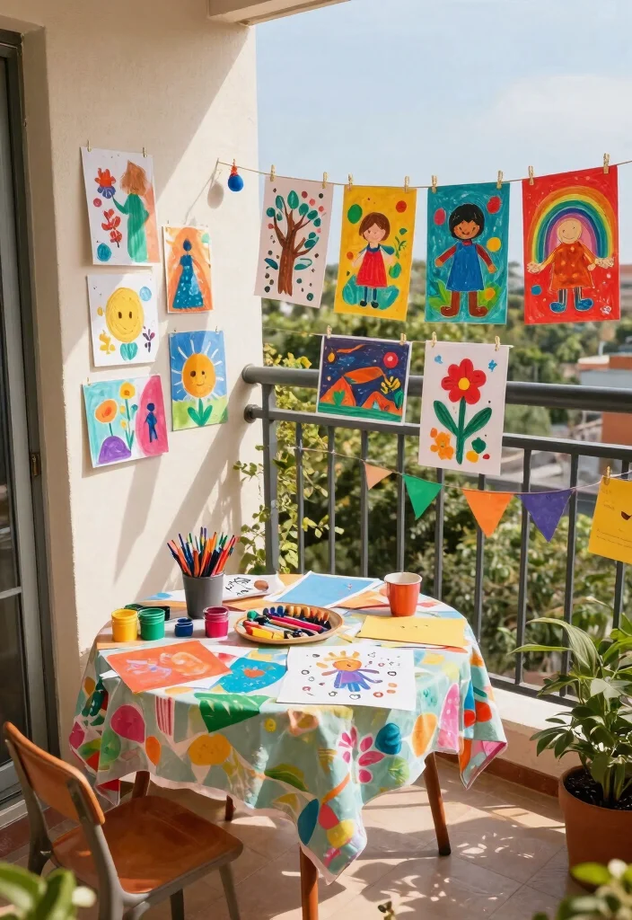14 Kids Balcony Ideas for a Safe & Playful Mini Paradise - 5. Arts and Crafts Corner 1