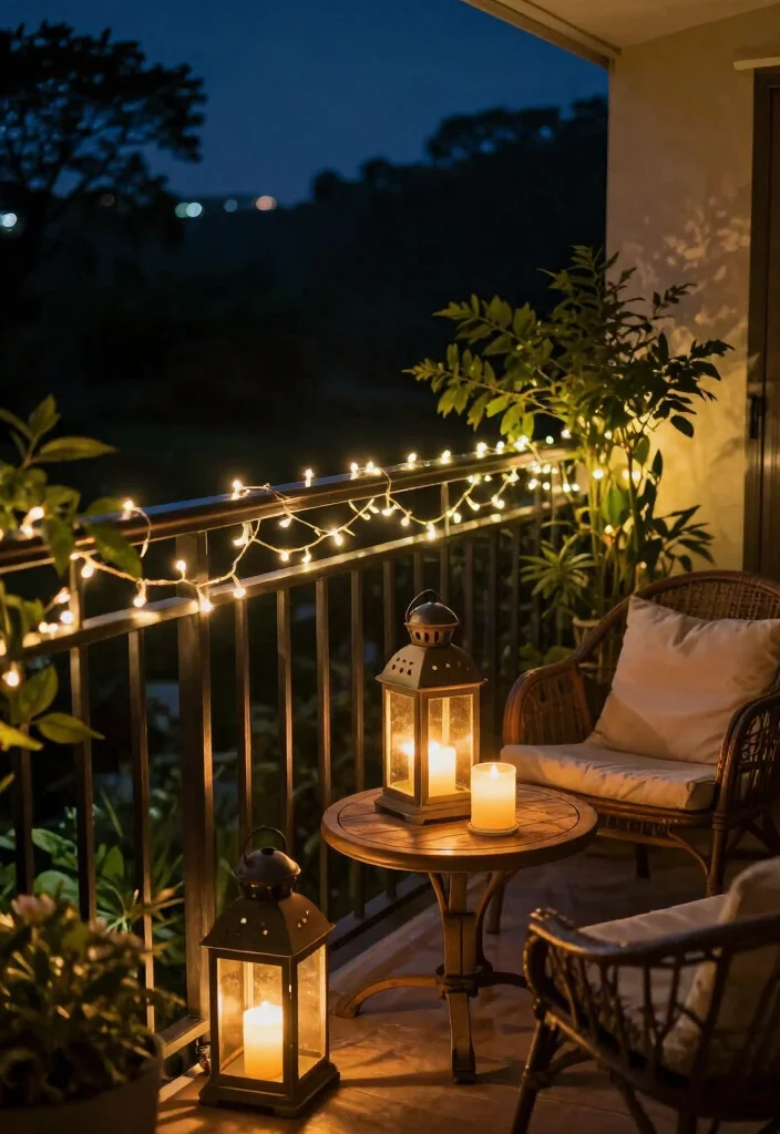14 Simple Balcony Ideas That Look Effortlessly Stylish 14 14 Simple Balcony Ideas That Look Effortlessly Stylish - 4. Chic Outdoor Lighting 1
