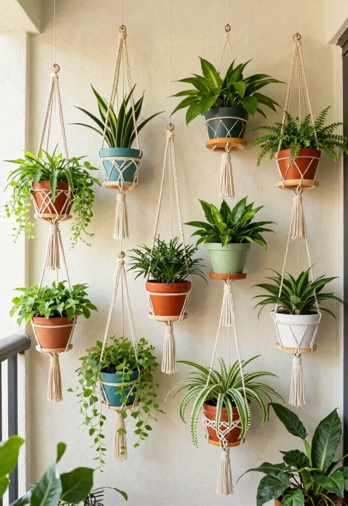 14 Simple Balcony Ideas That Look Effortlessly Stylish 38 14 Simple Balcony Ideas That Look Effortlessly Stylish - 8. DIY Plant Hangers 1
