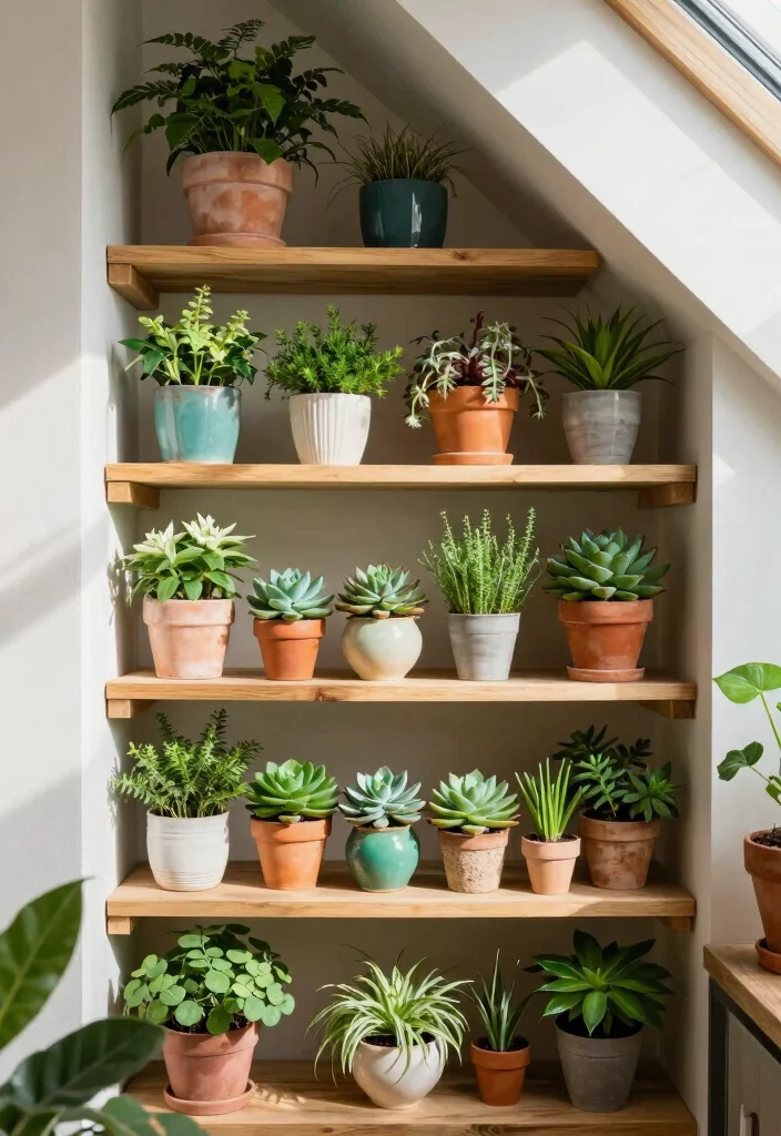 14 Slanted Closet Ideas for Sloped Ceiling Spaces That Actually Work - 1. Vertical Planter Shelves 1