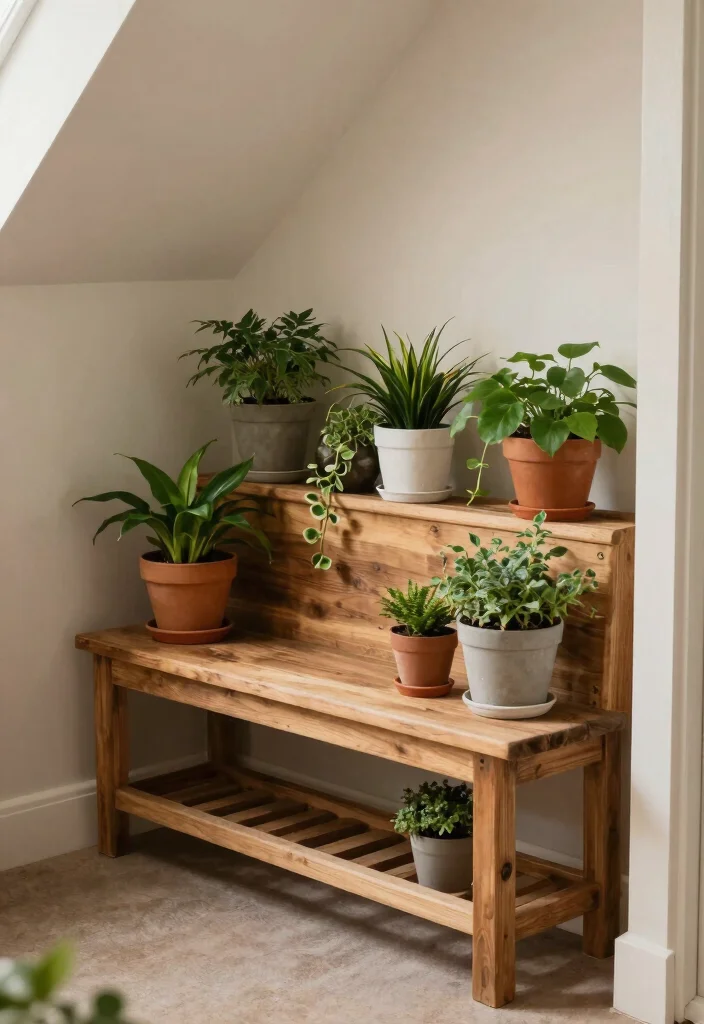 14 Slanted Closet Ideas for Sloped Ceiling Spaces That Actually Work - 12. DIY Planter Bench 1