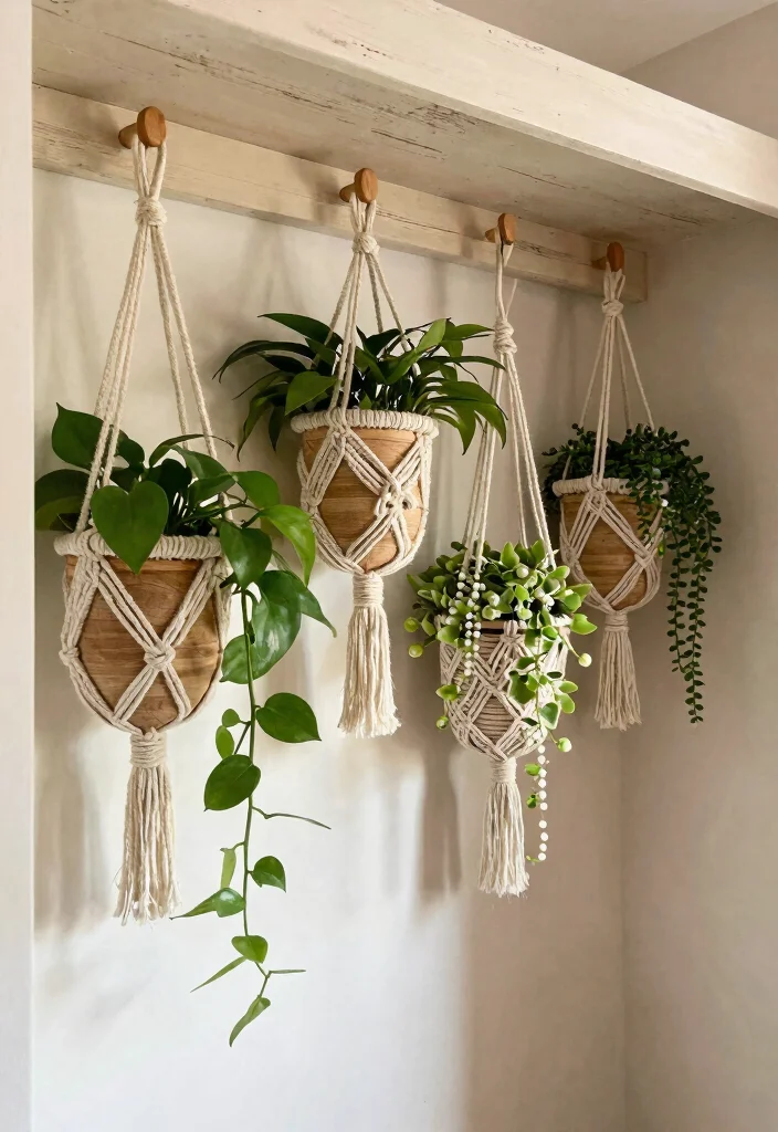 14 Slanted Closet Ideas for Sloped Ceiling Spaces That Actually Work - 2. Hanging Macramé Planters 1