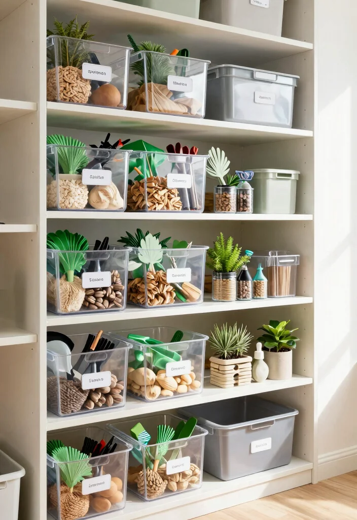 14 Slanted Closet Ideas for Sloped Ceiling Spaces That Actually Work - 7. Use Clear Storage Bins 1