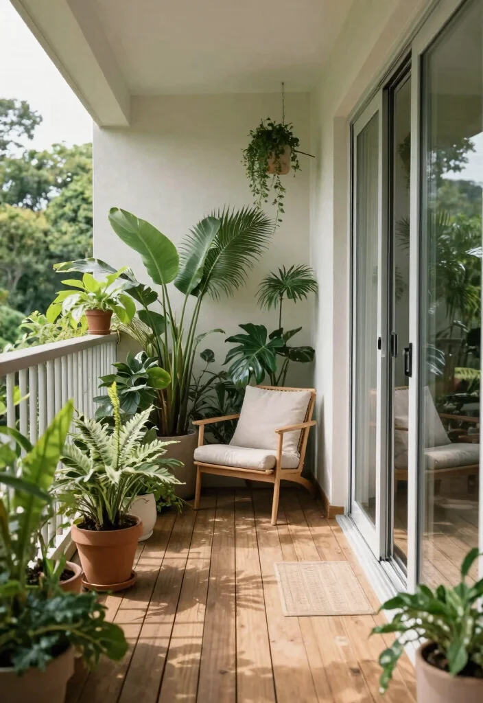 14 Small Closed Balcony Ideas That Feel Bright & Cozy 61 14 Small Closed Balcony Ideas That Feel Bright & Cozy - 11. Indoor-Outdoor Flow with Biophilic Design 1