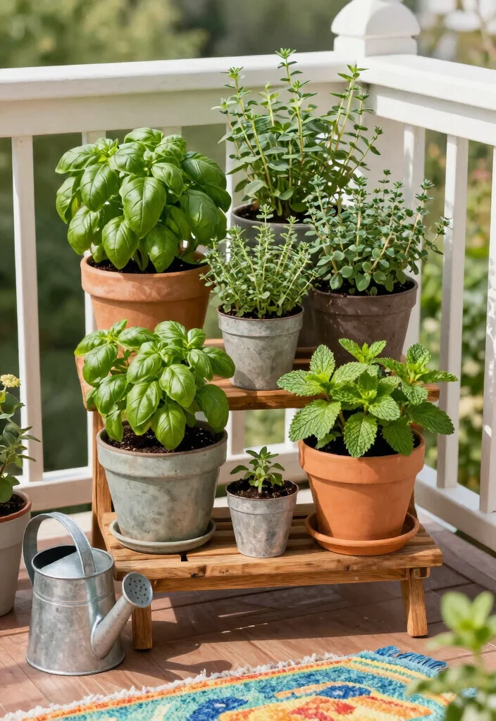 14 Small Closed Balcony Ideas That Feel Bright & Cozy 27 14 Small Closed Balcony Ideas That Feel Bright & Cozy - 7. Herb Gardens in Small Pots 1