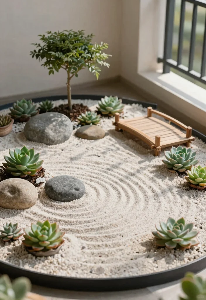 14 Small Closed Balcony Ideas That Feel Bright & Cozy 39 14 Small Closed Balcony Ideas That Feel Bright & Cozy - 9. Create a Miniature Zen Garden 1