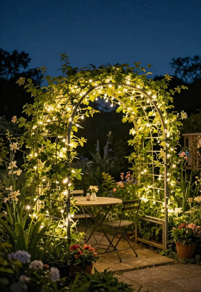 14 Trellis Fence Ideas That Add Charm & Privacy 64 14 Trellis Fence Ideas That Add Charm & Privacy - 14. Trellis with Fairy Lights 1