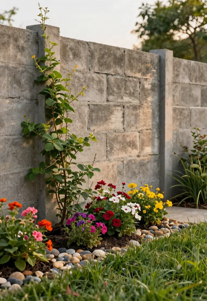 15 Block Fence Ideas That Feel Modern & Secure - 1. Recycled Concrete Fence 1