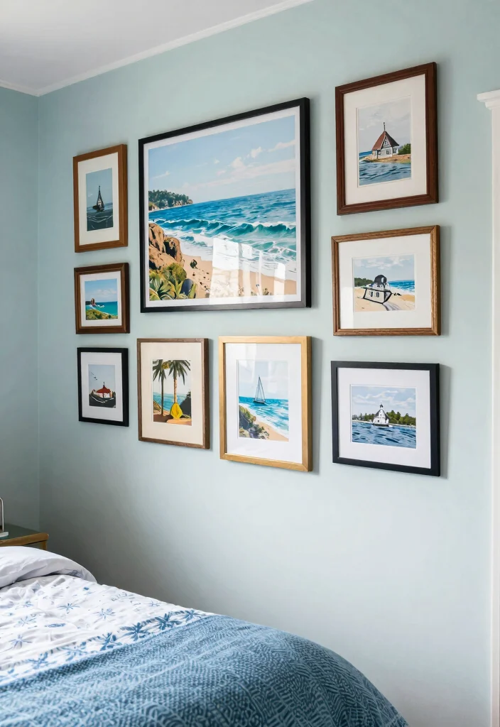 15 Cape Cod Bedroom Ideas With Sloped Ceiling Charm - 10. Statement Wall Art 1