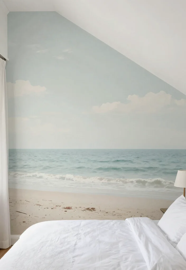 15 Cape Cod Bedroom Ideas With Sloped Ceiling Charm - 12. Coastal Wallpaper 1
