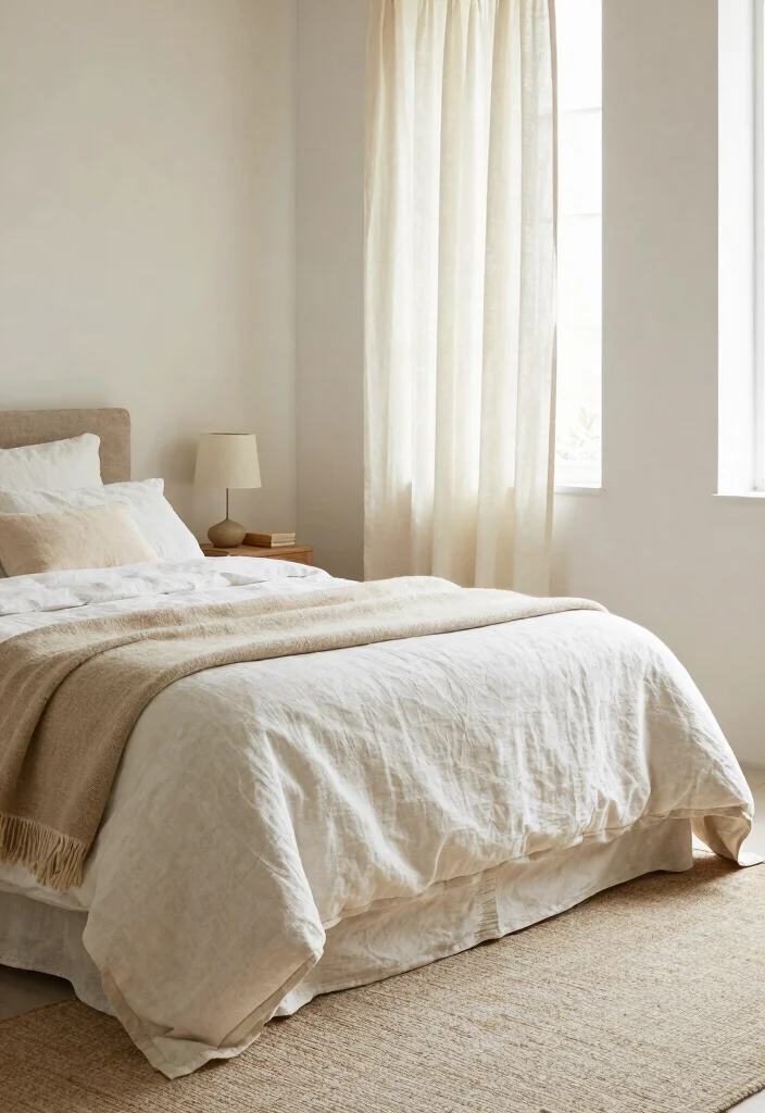 15 Cape Cod Bedroom Ideas With Sloped Ceiling Charm - 14. Soft, Natural Fabrics 1