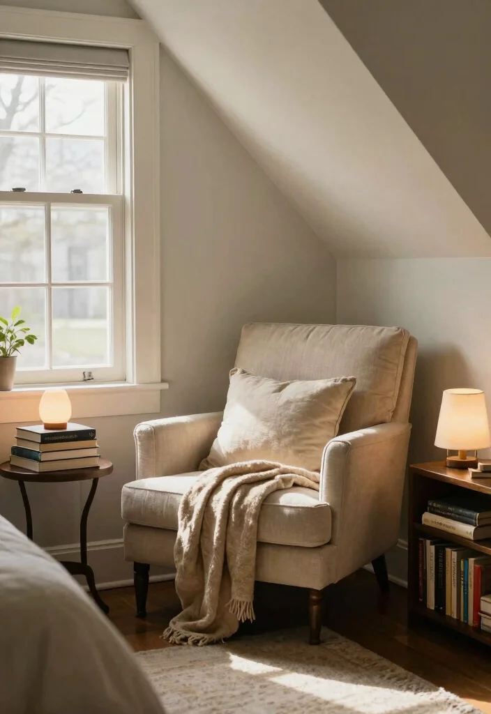 15 Cape Cod Bedroom Ideas With Sloped Ceiling Charm - 4. Cozy Reading Nook 1
