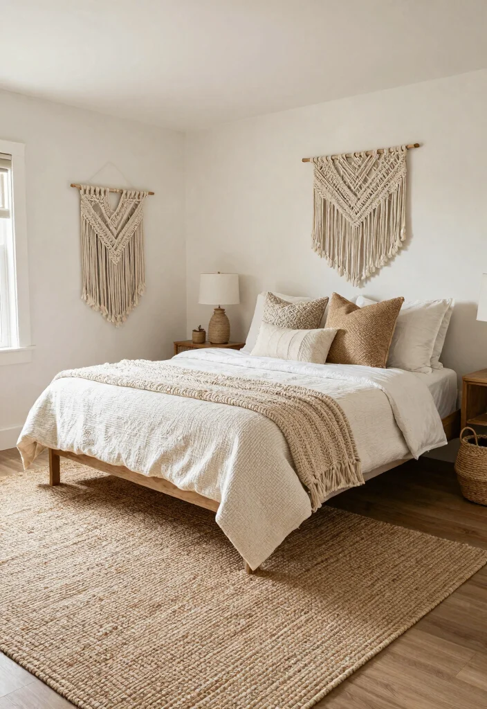 15 Cape Cod Bedroom Ideas With Sloped Ceiling Charm - 5. Woven Textiles 1