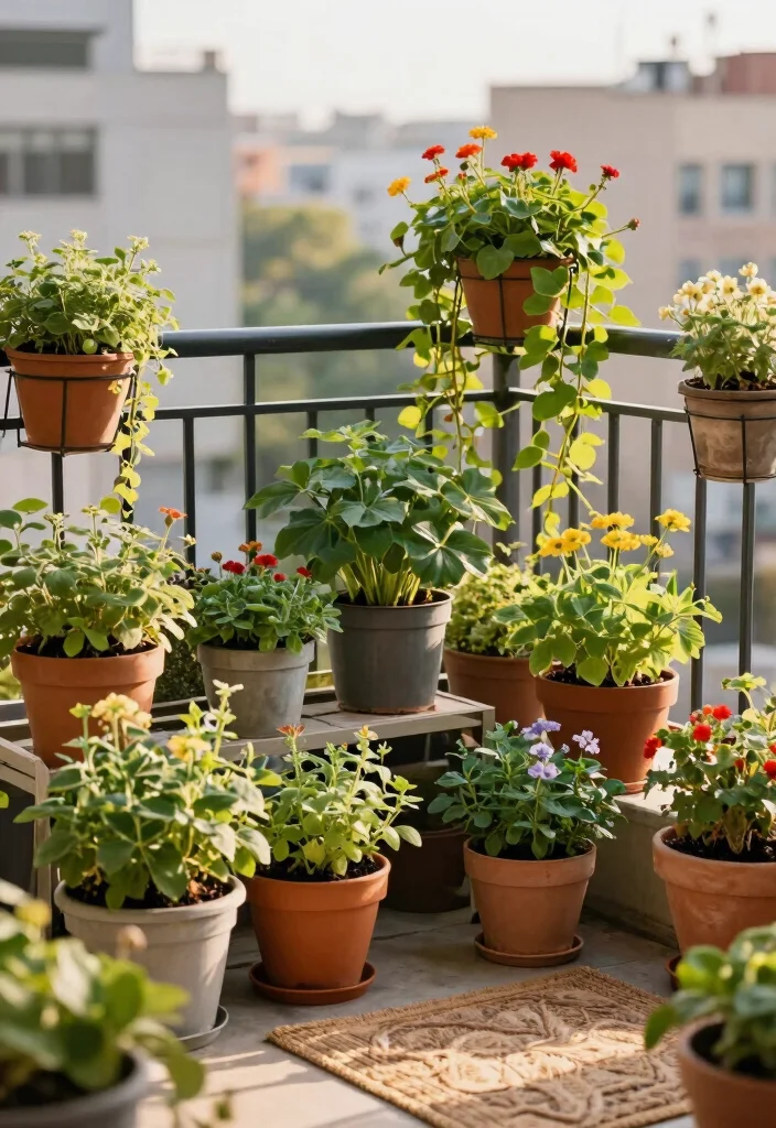 15 Concrete Balcony Ideas That Look Modern & Luxe - 3. Creative Container Gardening 1