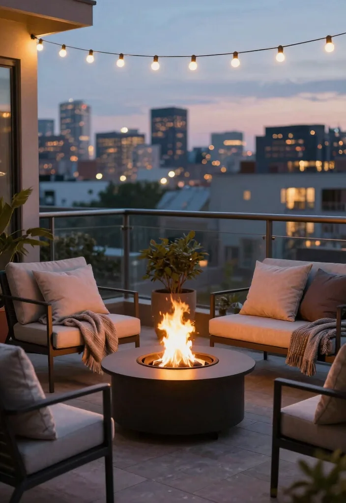 15 Concrete Balcony Ideas That Look Modern & Luxe - 5. Cozy Fire Pit Corner 1