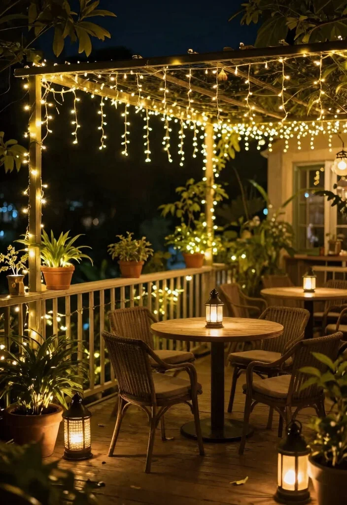15 Cute Balcony Ideas That Make Small Spaces Feel Magical - 7. Garden Lighting Magic 1