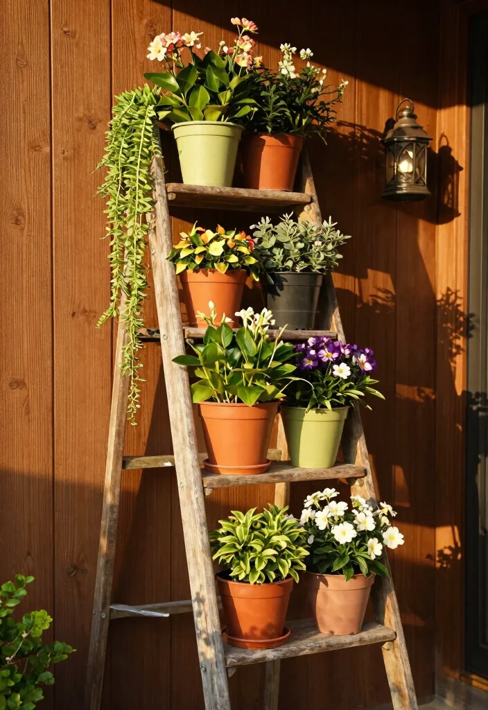 15 Deck Planter Ideas That Add Instant Color & Texture 51 15 Deck Planter Ideas That Add Instant Color & Texture - 11. Use of Plant Ladders 1