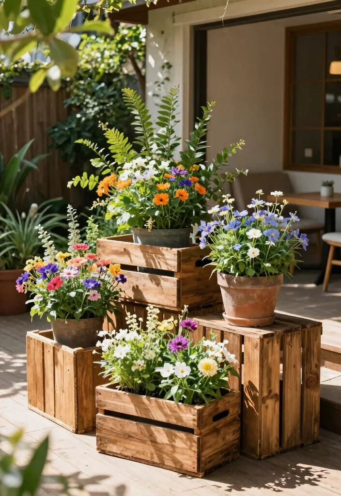 15 Deck Planter Ideas That Add Instant Color & Texture 62 15 Deck Planter Ideas That Add Instant Color & Texture - 12. Rustic Wooden Crates 1