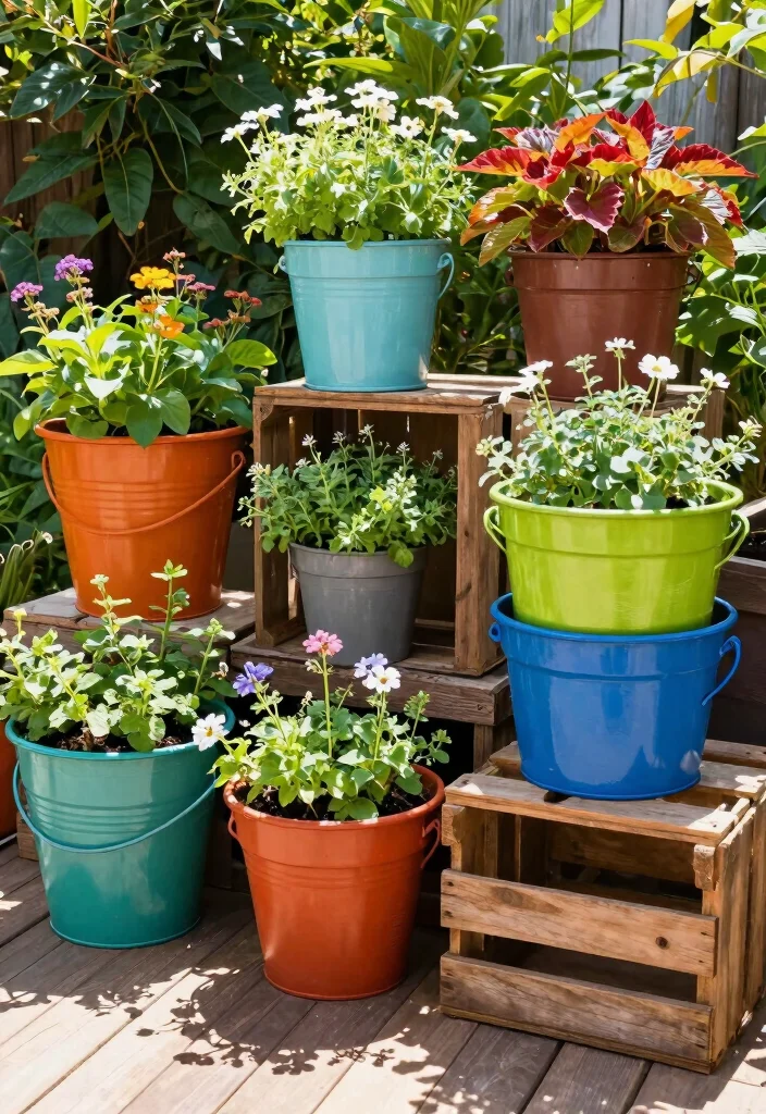 15 Deck Planter Ideas That Add Instant Color & Texture 14 15 Deck Planter Ideas That Add Instant Color & Texture - 4. Recycled Containers 1