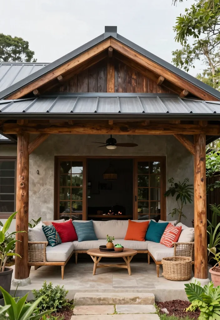 15 Front Porch Roof Ideas That Boost Curb Appeal Fast - 11. Mixed Material Roofs 1