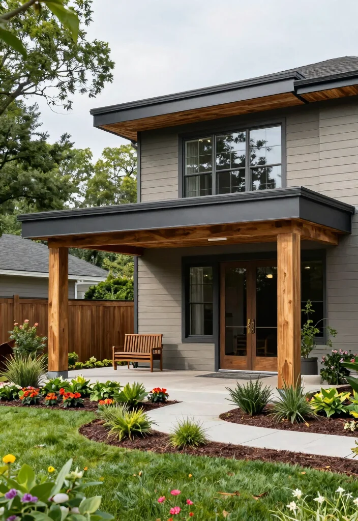 15 Front Porch Roof Ideas That Boost Curb Appeal Fast - 13. Architectural Overhangs 1