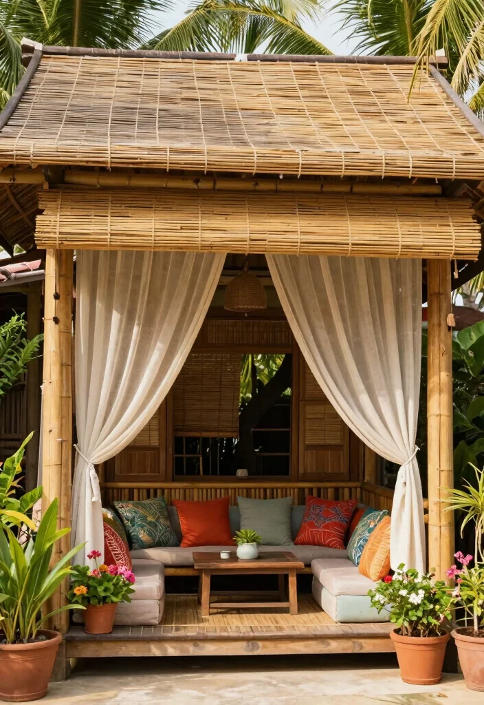 15 Front Porch Roof Ideas That Boost Curb Appeal Fast - 3. Bamboo Canopy 1