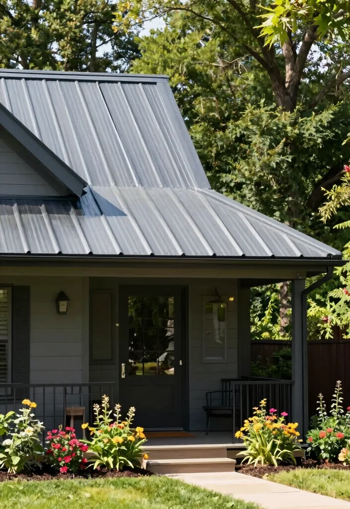 15 Front Porch Roof Ideas That Boost Curb Appeal Fast - 6. Recycled Metal Roofs 1