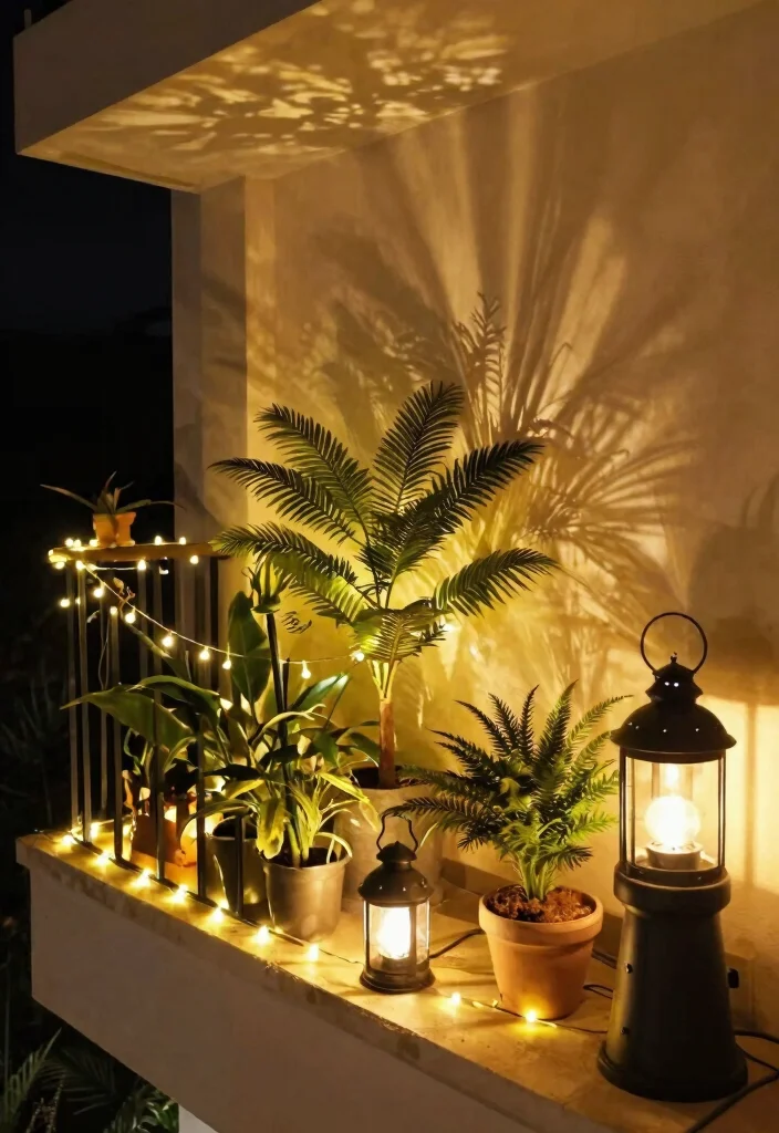 15 Living Room Balcony Ideas That Blend Indoor & Outdoor Beauty - 15. Lighting for Ambiance 1