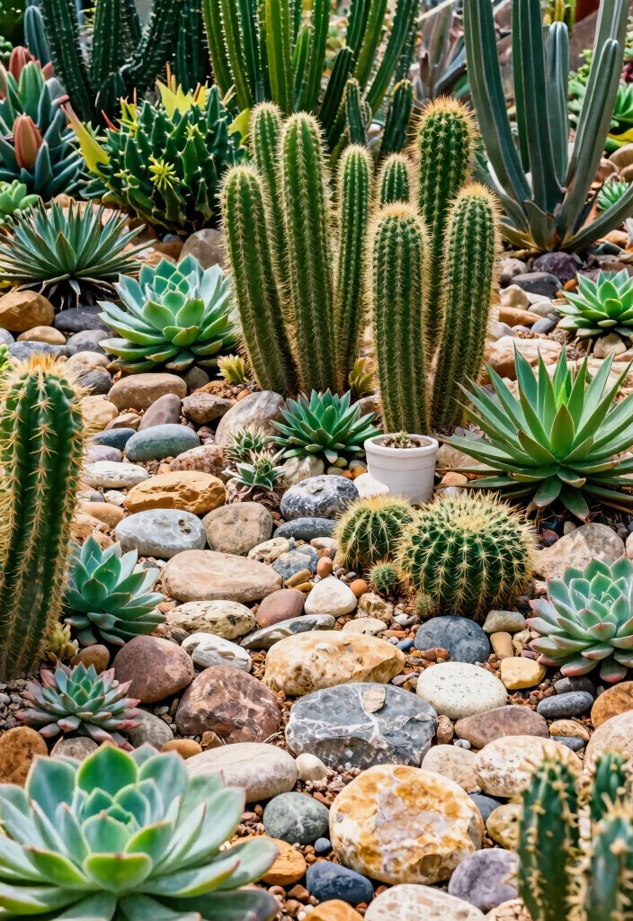 15 Rock Flower Beds With Potted Plants Garden Ideas for a Stunning Yard - 1. Desert Oasis: Succulent Wonderland 1