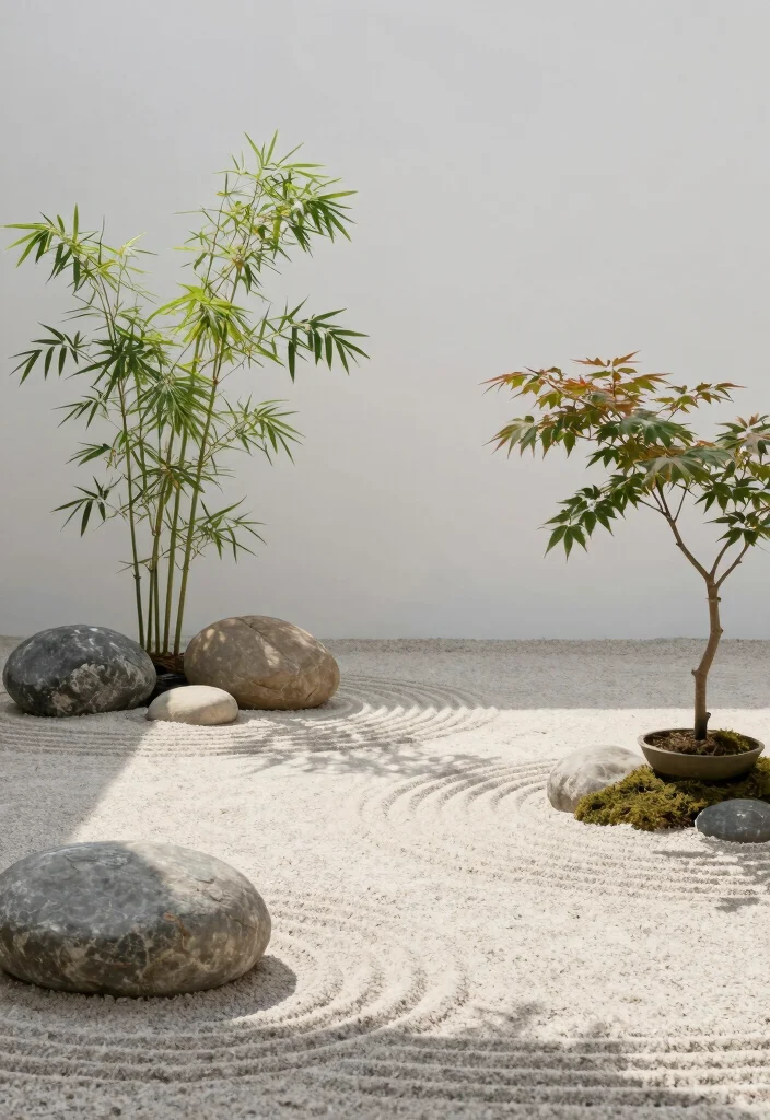 15 Rock Flower Beds With Potted Plants Garden Ideas for a Stunning Yard - 3. Minimalist Zen Garden 1