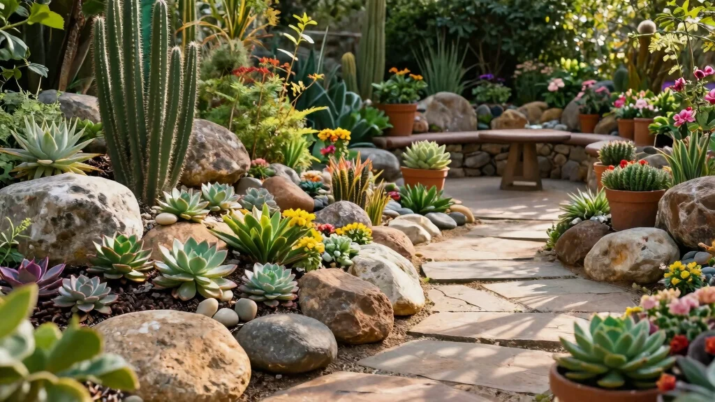 15 Rock Flower Beds With Potted Plants Garden Ideas for a Stunning Yard
