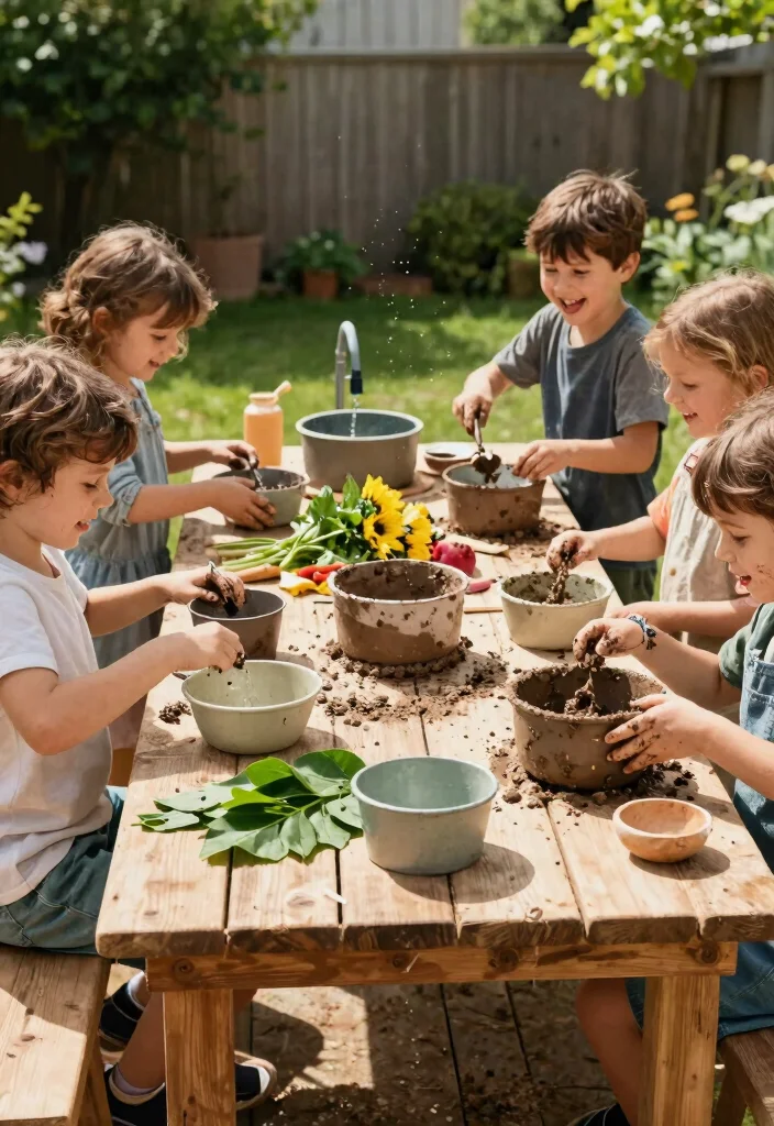 16 Backyard 2026 Trending Ideas for Kids That Turn Your Yard Into a Fun Adventure Zone - 4. Eco-Friendly Mud Kitchen 1