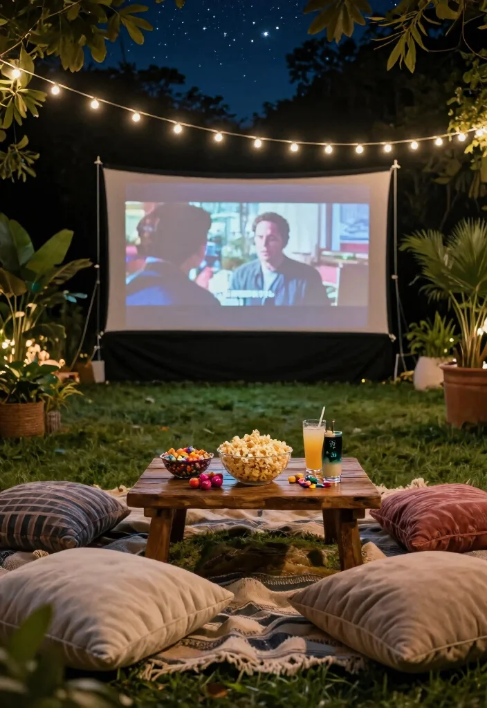 16 Backyard Party Ideas for Adults That Everyone Will Talk About - 1. Themed Outdoor Movie Night 1