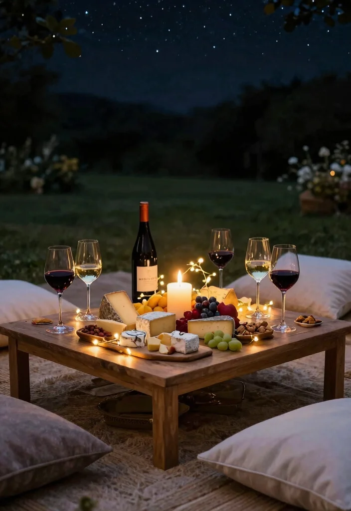 16 Backyard Party Ideas for Adults That Everyone Will Talk About - 4. Wine and Cheese Tasting Under the Stars 1