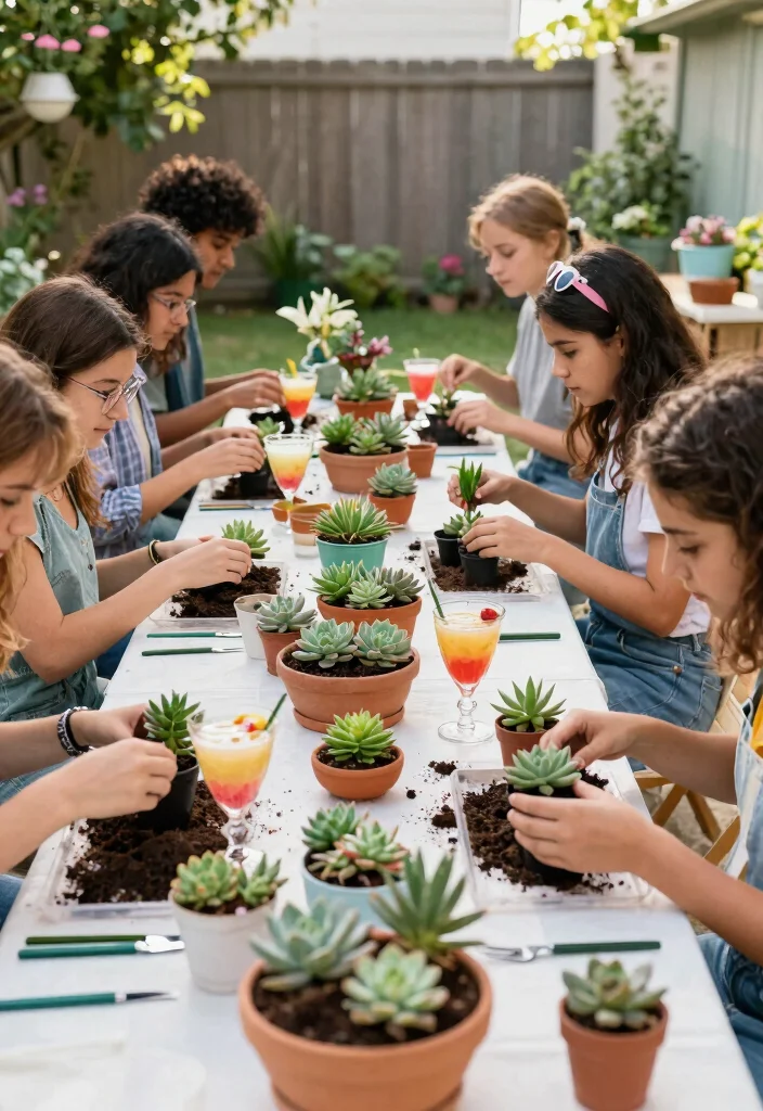 16 Backyard Party Ideas for Adults That Everyone Will Talk About - 8. Succulent and Cocktails Workshop 1