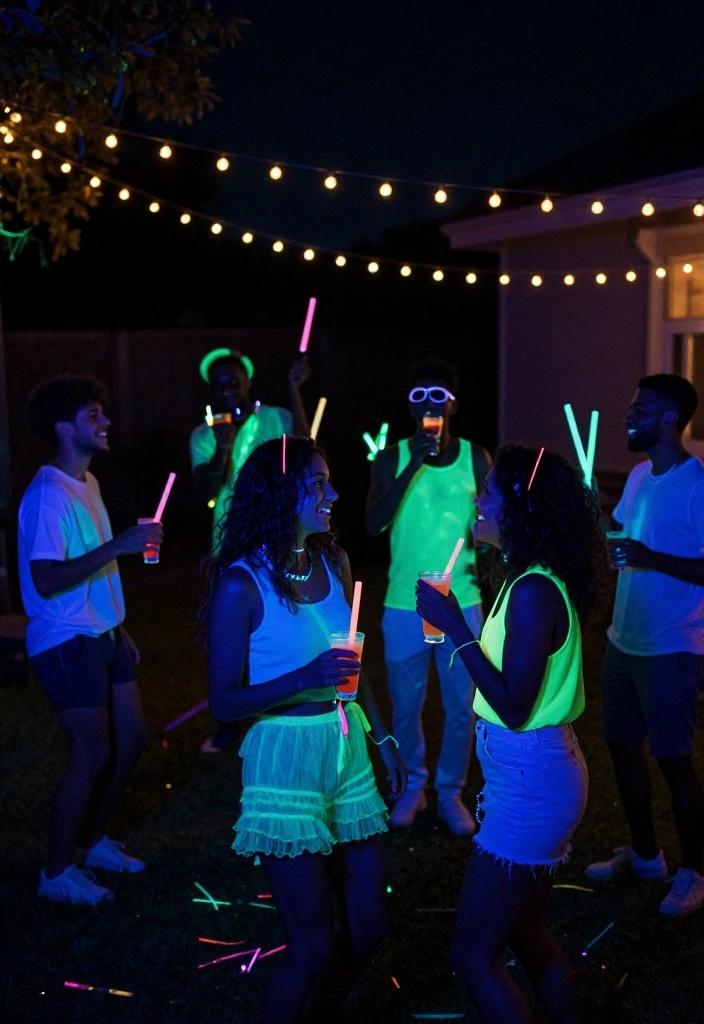 16 Backyard Party Ideas for Adults That Everyone Will Talk About - 9. Glow-in-the-Dark Party 1