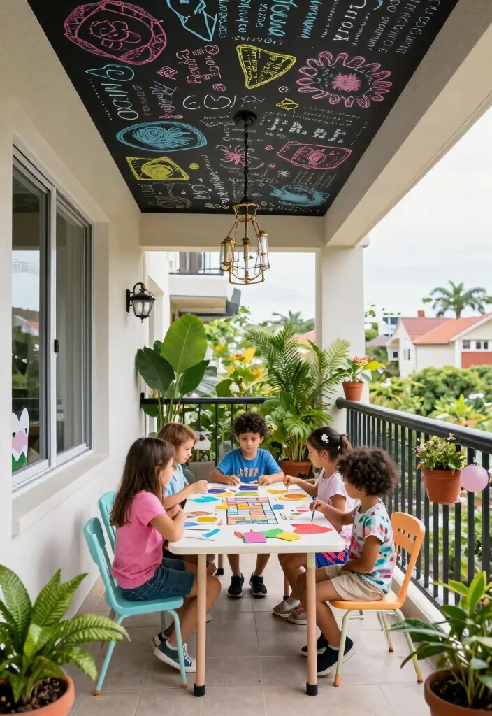 16 Balcony Ceiling Ideas That Upgrade Your Outdoor Vibes - 12. Interactive Ceiling Features 1