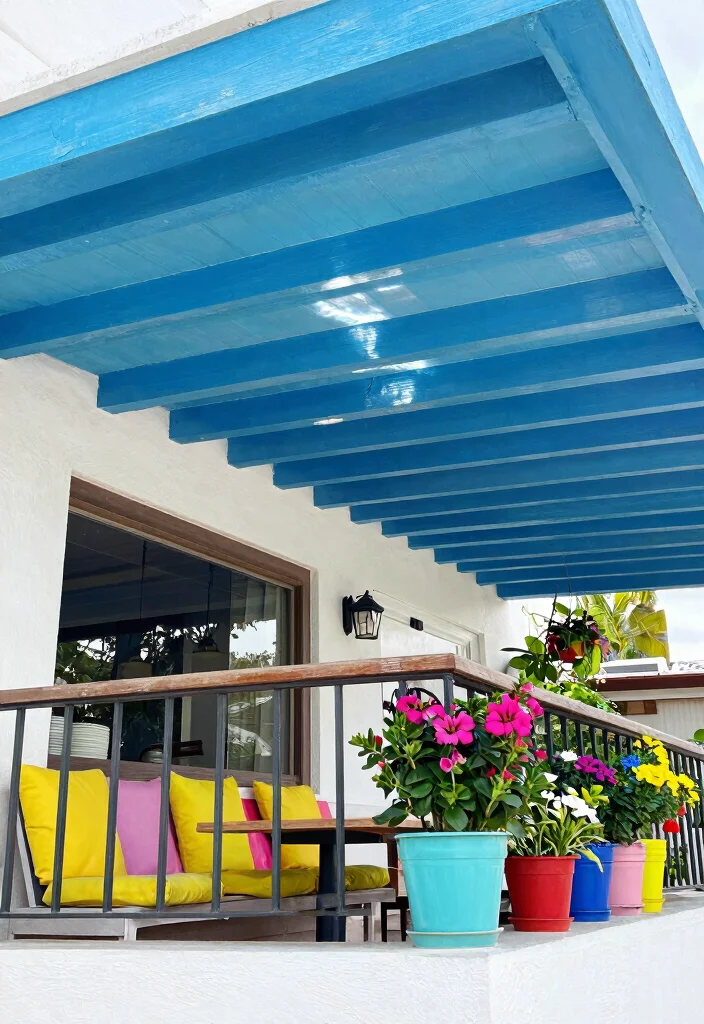 16 Balcony Ceiling Ideas That Upgrade Your Outdoor Vibes - 7. Painted Ceilings 1