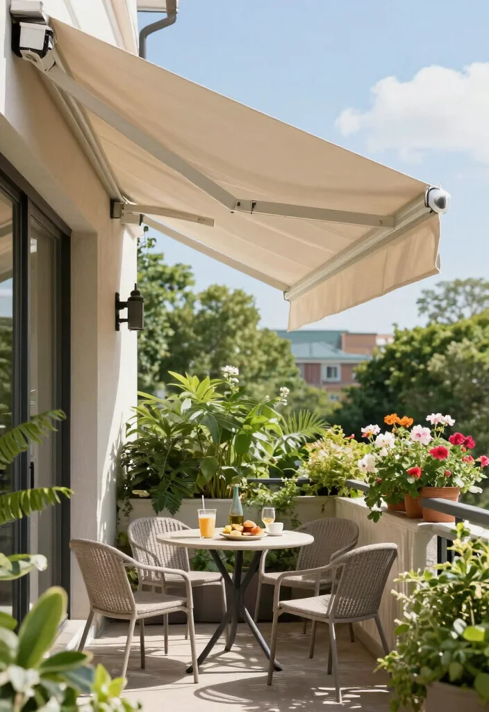 16 Balcony Ceiling Ideas That Upgrade Your Outdoor Vibes - 8. Integrated Shade Solutions 1