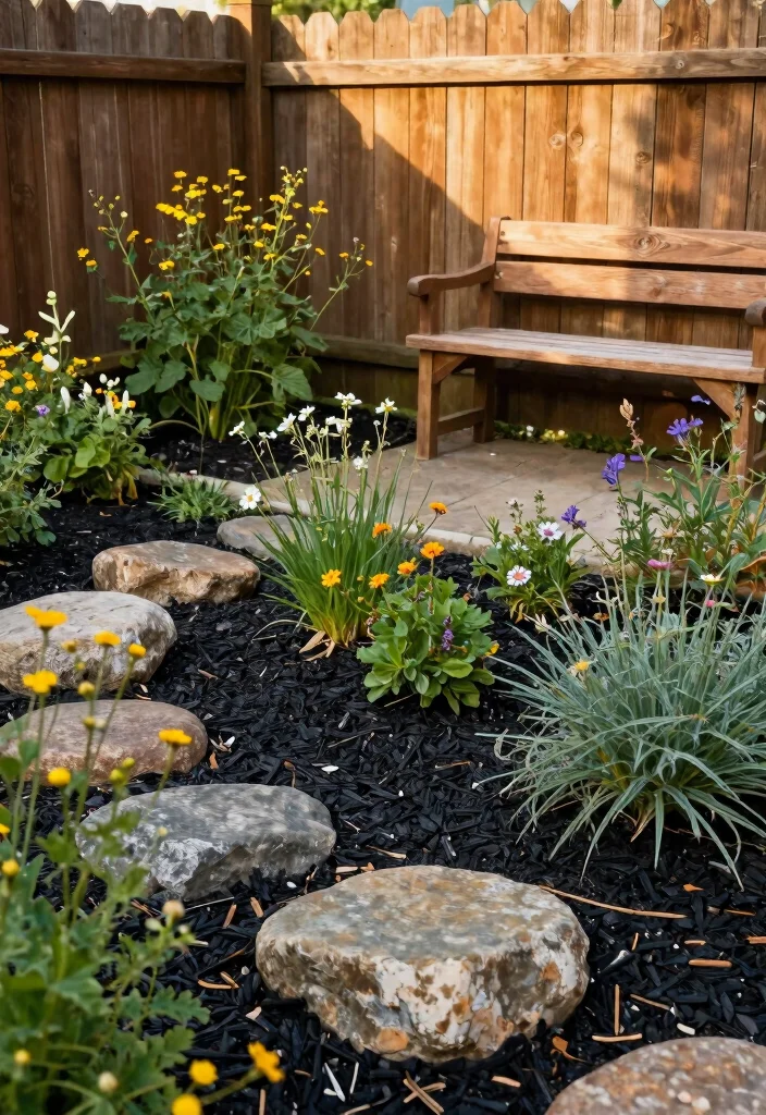 16 Black Mulch Landscaping Ideas for a Front Yard That Pop Beautifully - 9. Rustic Charm 1
