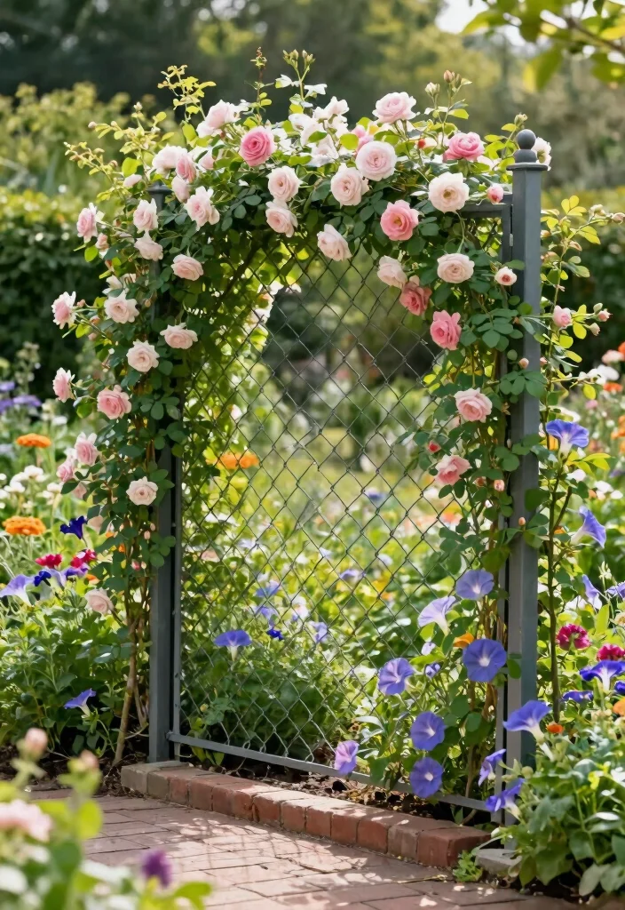 16 Chainlink Fence Ideas That Look Surprisingly Stylish - 10. Garden Trellis Integration 1