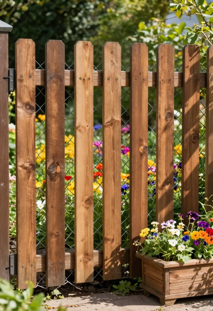 16 Chainlink Fence Ideas That Look Surprisingly Stylish - 2. Rustic Wood Accents 1